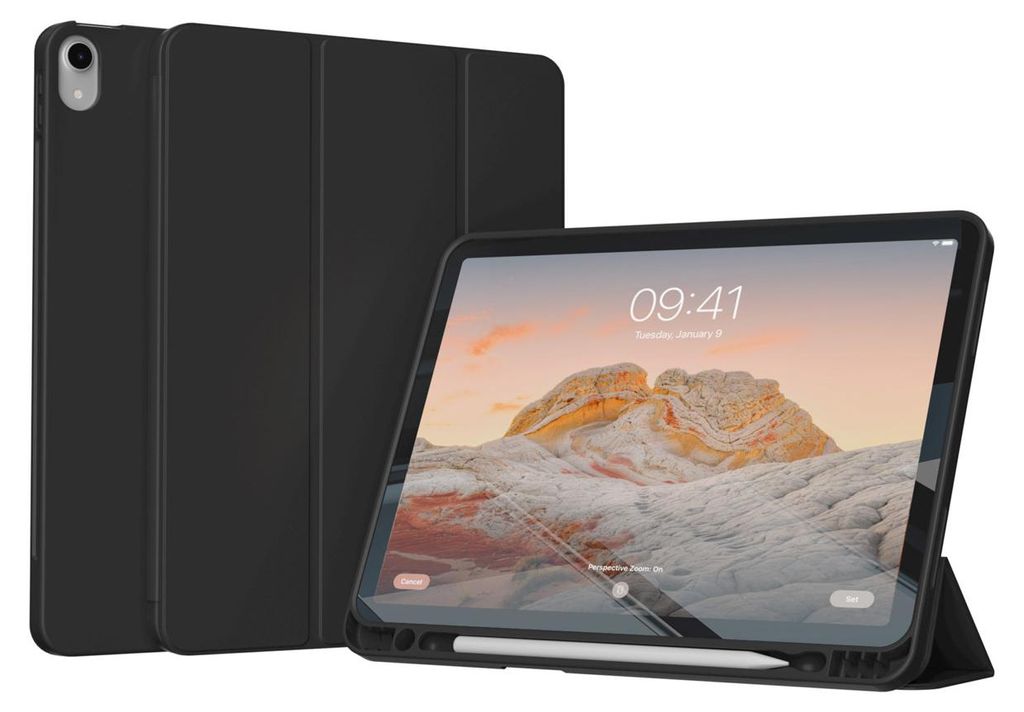 Accezz Smarte Klapphülle aus Silikon iPad 11 (2025) 11 Zoll A16 / iPad 10 (2022) 10.9 Zoll - Schwarz