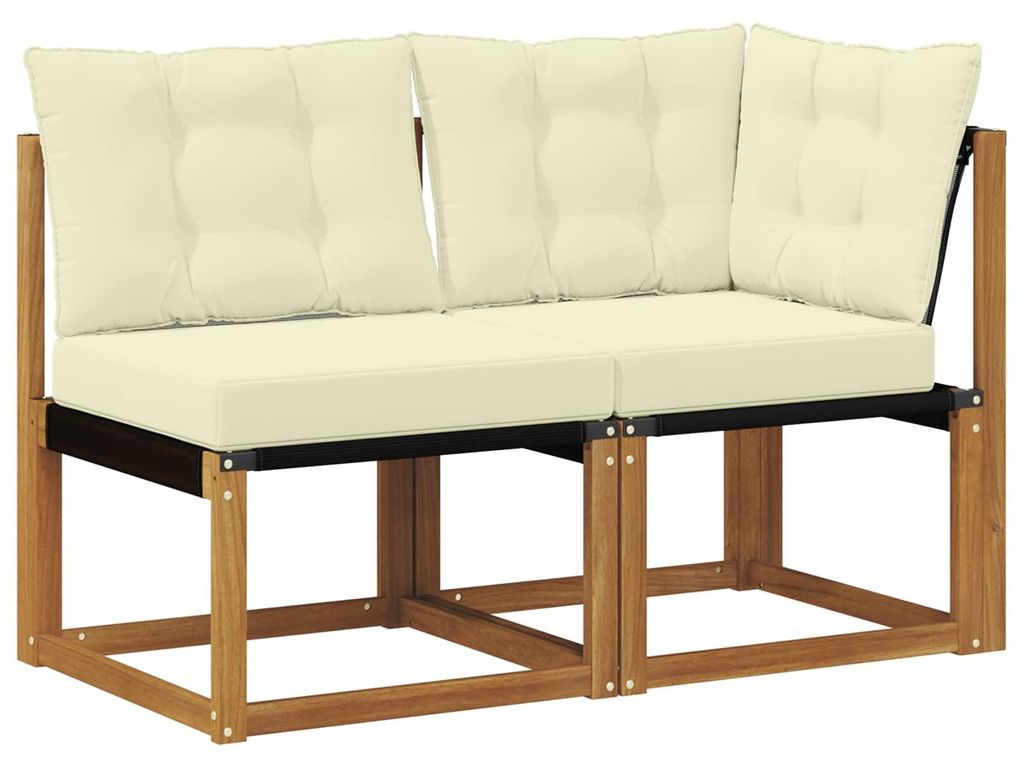 vidaXL Outdoor Mittel- und Ecksofa mit Kissen 2 Stück Natur