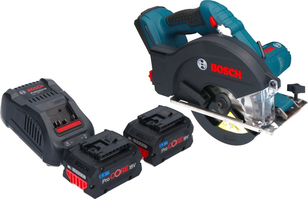 Bosch GKM 18V-50 Professional Akku Metall Handkreissäge 18 V 136 mm Brushless + 2x ProCORE Akku 5,5 Ah + Ladegerät