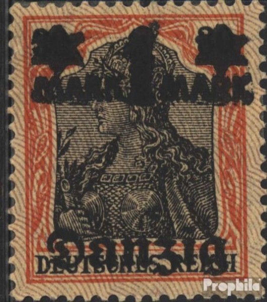 Briefmarken Danzig 1920 Mi 41II Unterdruckspitzen nach unten postfrisch Germania-Aufdruck
