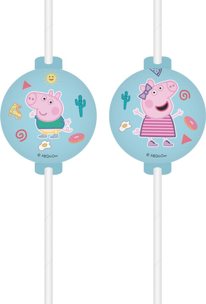 4 Medallion Peppa Wutz Strohhalme Produktbild 