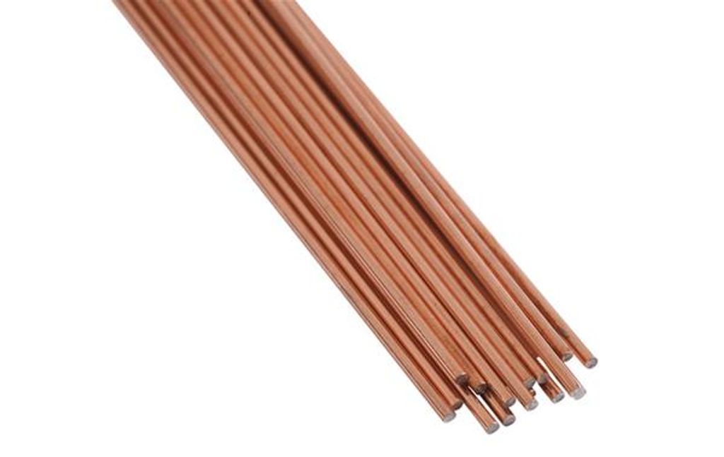 A bundle of thin, copper-colored rods arranged diagonally on a white background.