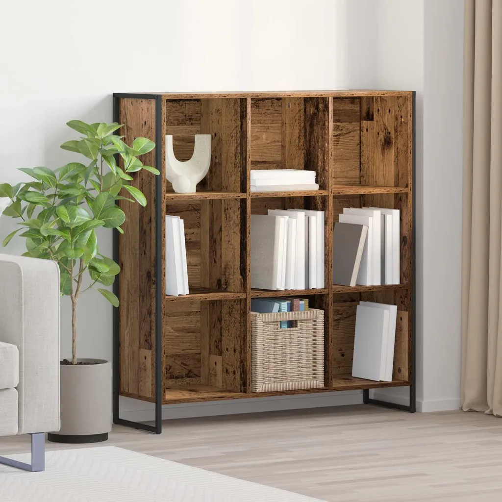 Mobile Libreria Legno Naturale Recuperato 108cm - Scaffale Multiuso - 3