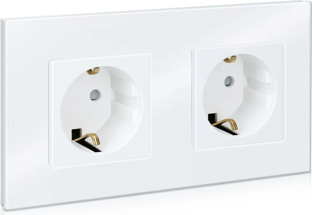 Remplacer Prise Jaunie par la Double Prise en Verre Navaris Blanc Design