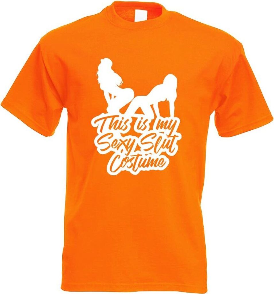 Kiwistar - T-Shirt - orange - This is My y Slut Costume Motiv Bedruckt Funshirt Design Print - mit Motiv Bedruckt - Funshirt Design - Sport - Freiz...