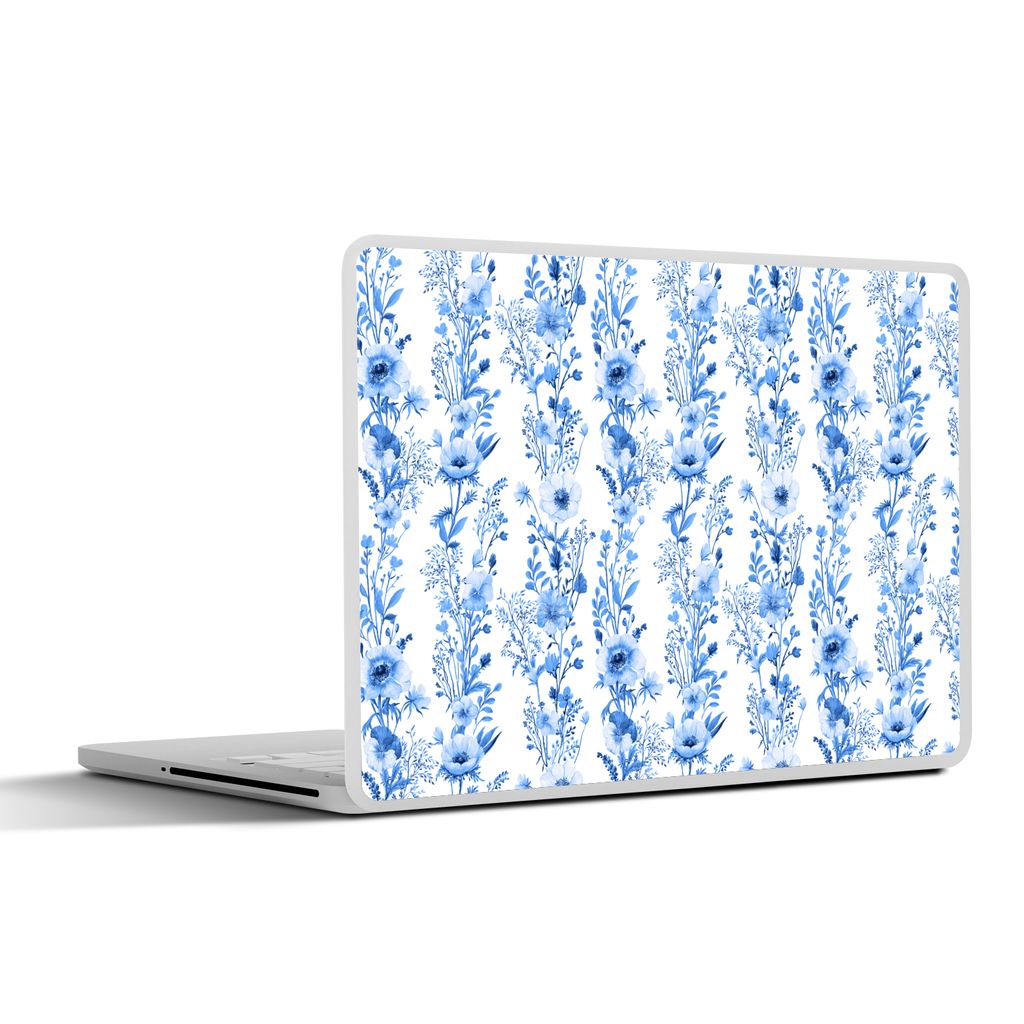 MuchoWow Laptop Aufkleber Sticker Cover Blumen - Anemone - Blau - Muster 36.5x27.5 cm - Laptop-Sticker