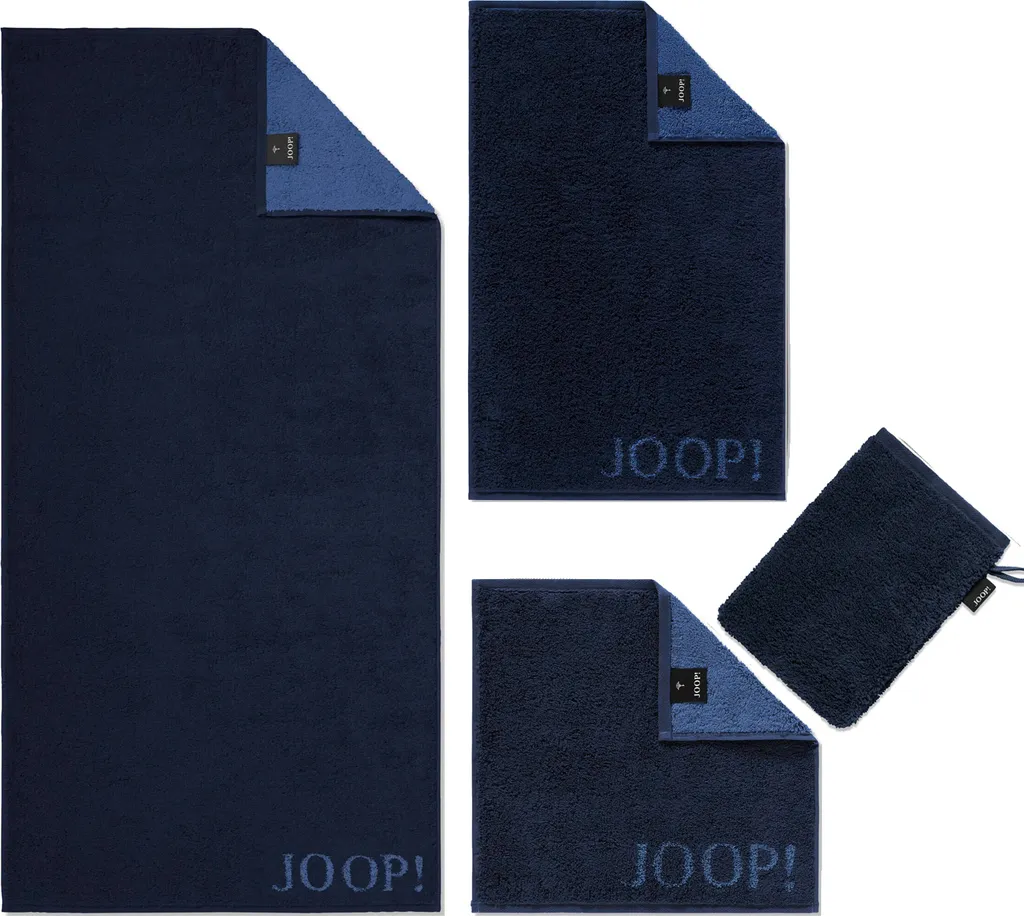 JOOP! Drap de douche Classic en éponge fouettée bleu - Format 80x150 cm - 2