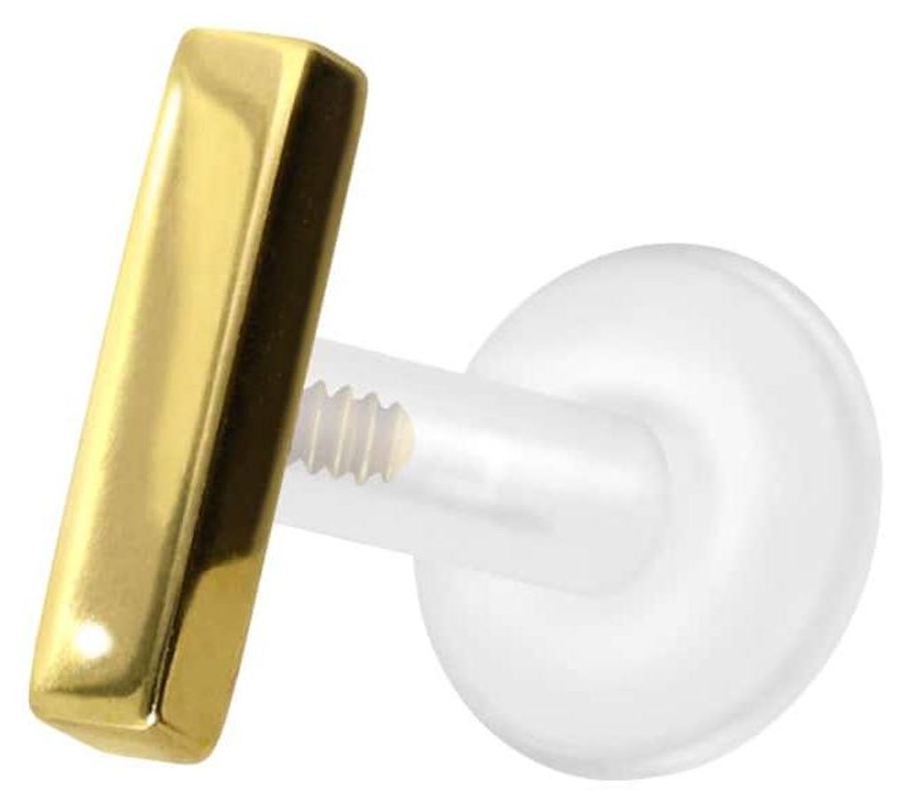 Ohrpiercing, Nasenpiercing PTFE Labret mit Innengewinde + Titan-Aufsatz BALKEN Gold Stablänge: 6mm | Stabstärke: 1,6mm