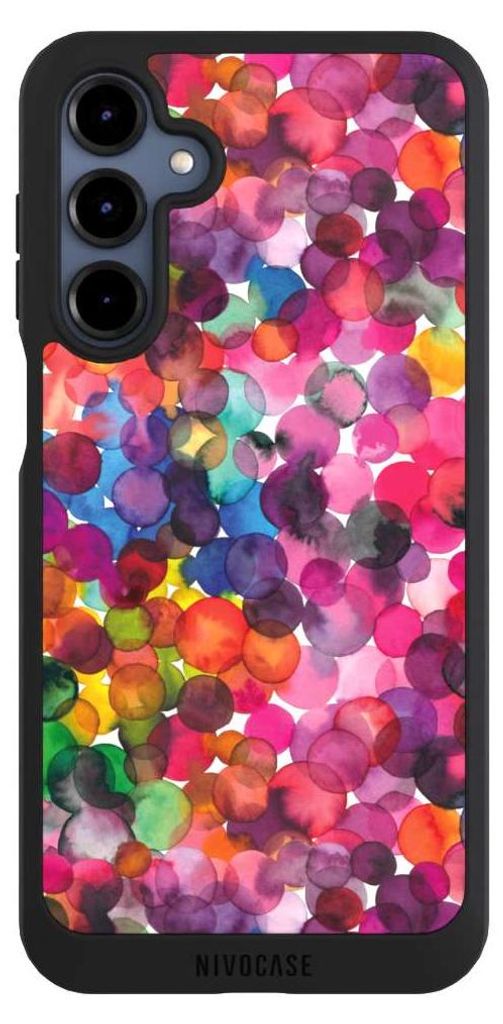NIVOCASE Handyhülle für Samsung Galaxy A16 5G Hülle NIVOpure Case Schwarz Punkte Wasserfarbe bunt