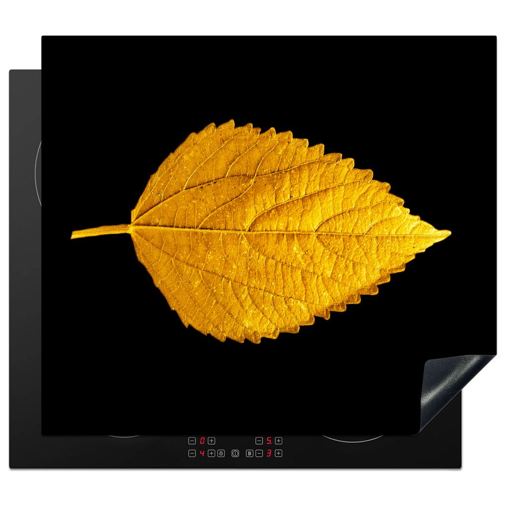 KitchenYeah Herdabdeckplatte Blätter - Gold - Botanisch - Luxus - Natur , 60x52cm, Küche Deko, Glaskeramikkochfeld Herdabdeckung, Abdeckplatte ...