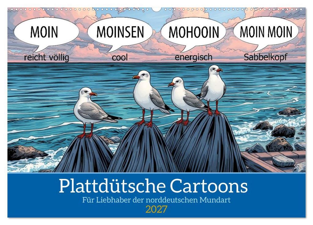Plattdütsche Cartoons (Wandkalender 2027 DIN A2 quer), CALVENDO Monatskalender