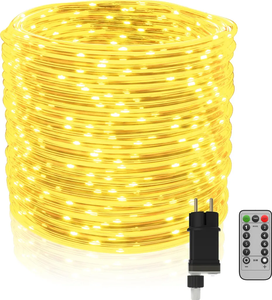 YUENFONG Catena Luminosa 500 LED 50M Impermeabile con Telecomando IP44