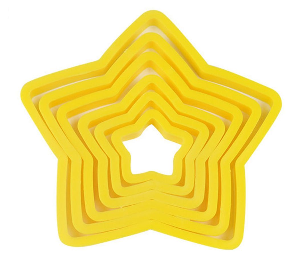 1 Set Ausstechformen in Blumenform, DIY-Pentagramm-Herzen aus Kunststoff, Backform-Schablonen für Kinder
