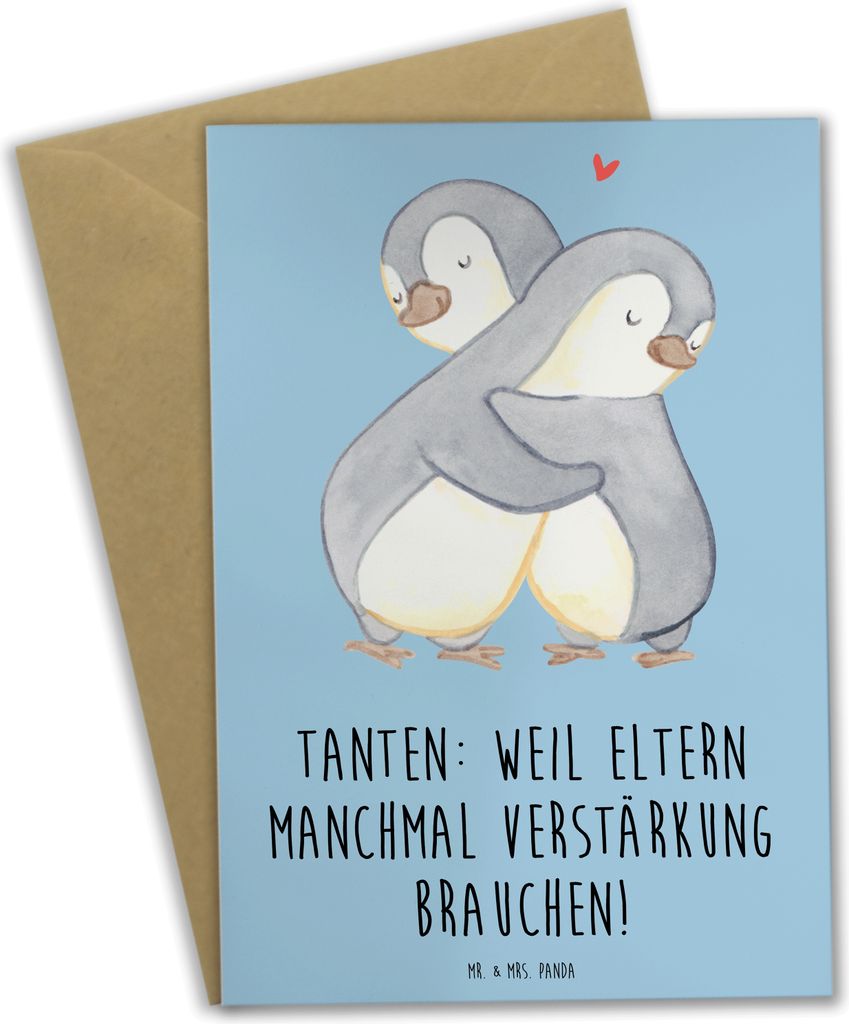 Mr. & Mrs. Panda babykarte Liebe Tanten - Blau Pastell - Geschenk, Grußkarten, Geschenke, einladungskarten, handgemacht, glückwunschkarten, einzi...