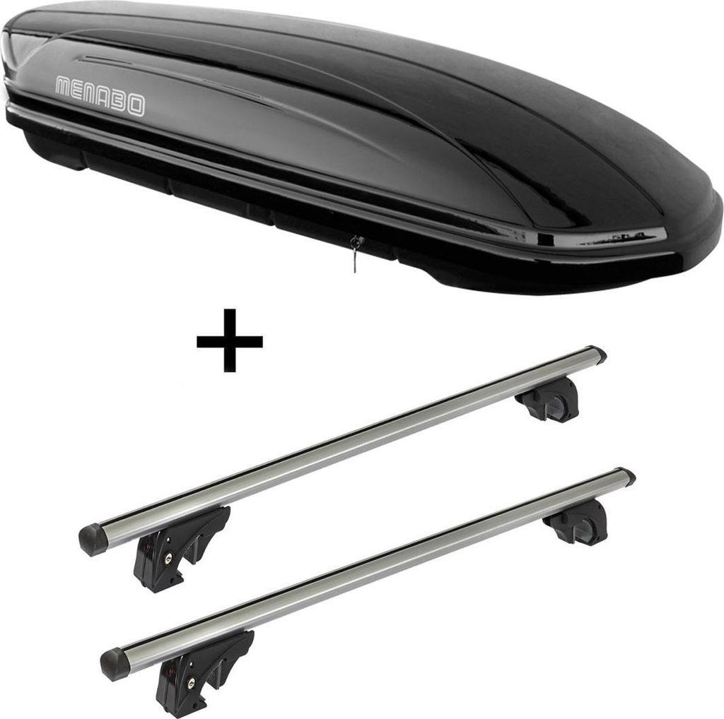 Dachbox MAA 400 Liter + Dachträger VDPLION1 kompatibel mit für Kia Stonic (5 Türer) ab 17