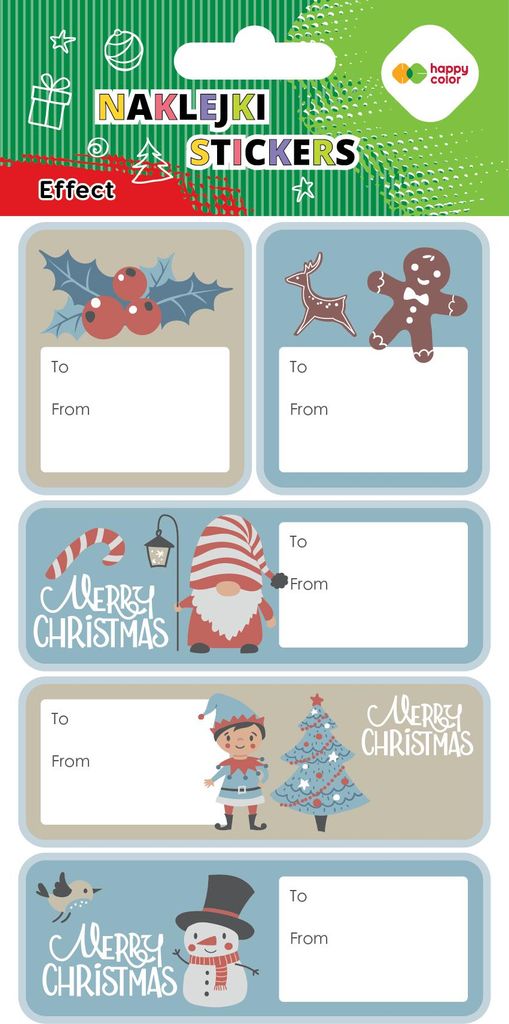 Naklejki Xmas EFFECT - Xmas Blue Tag Happy Color