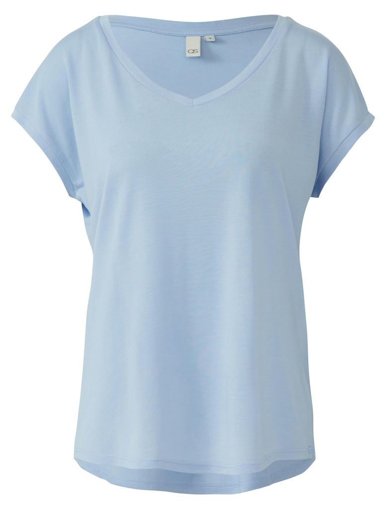s.Oliver Damen T-Shirt mit V-Ausschnitt, weiche Qualität, lässig und feminin