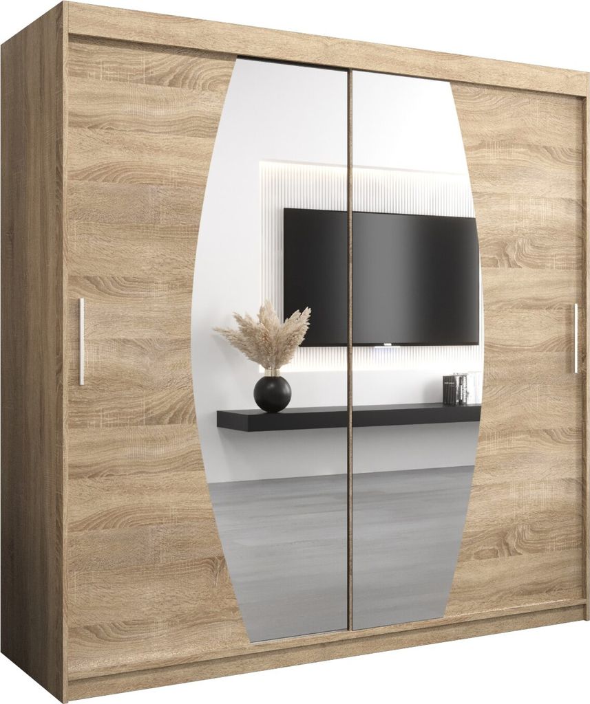 Kleiderschrank, Schiebetürenschrank Schlafzimmer, Schrank mit Spiegel ELYPSE 200 cm