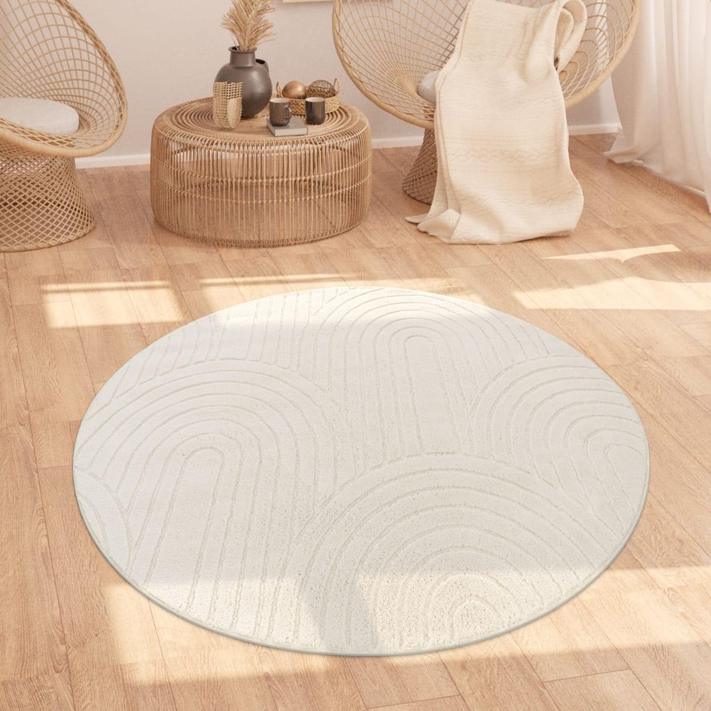 Teppich Kurzflor waschbar Struktur Wohnzimmer Produktbild 