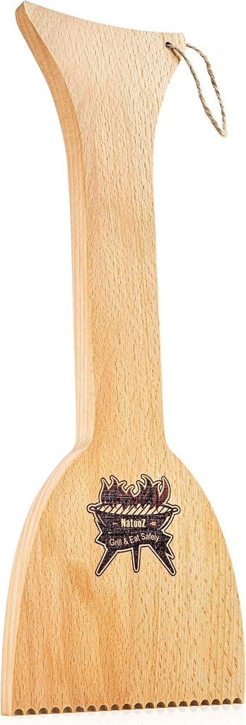 Škrabka na čištění grilů, dřevěná, s drážkami, čistič na Obrázek produktu 