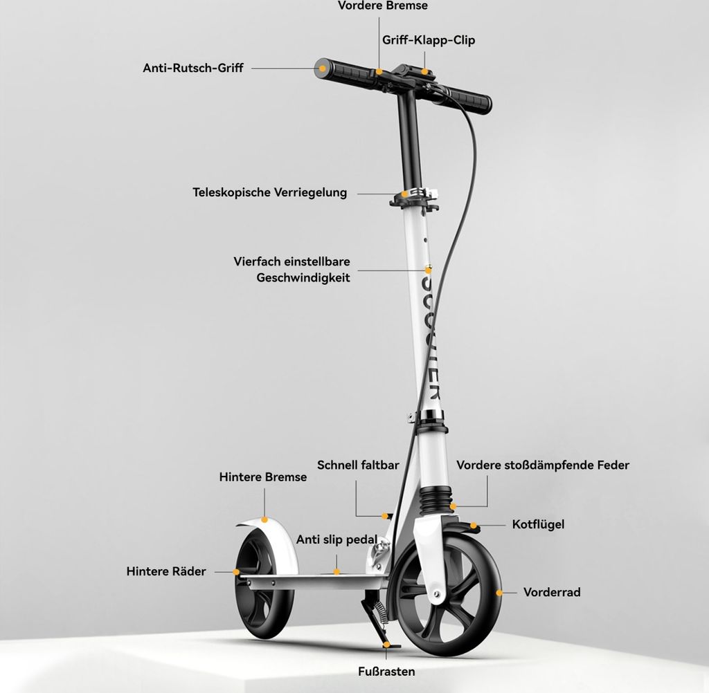 Cityroller, Scooter, Tretroller, Roller, höhenverstellbar, Produktbild 6
