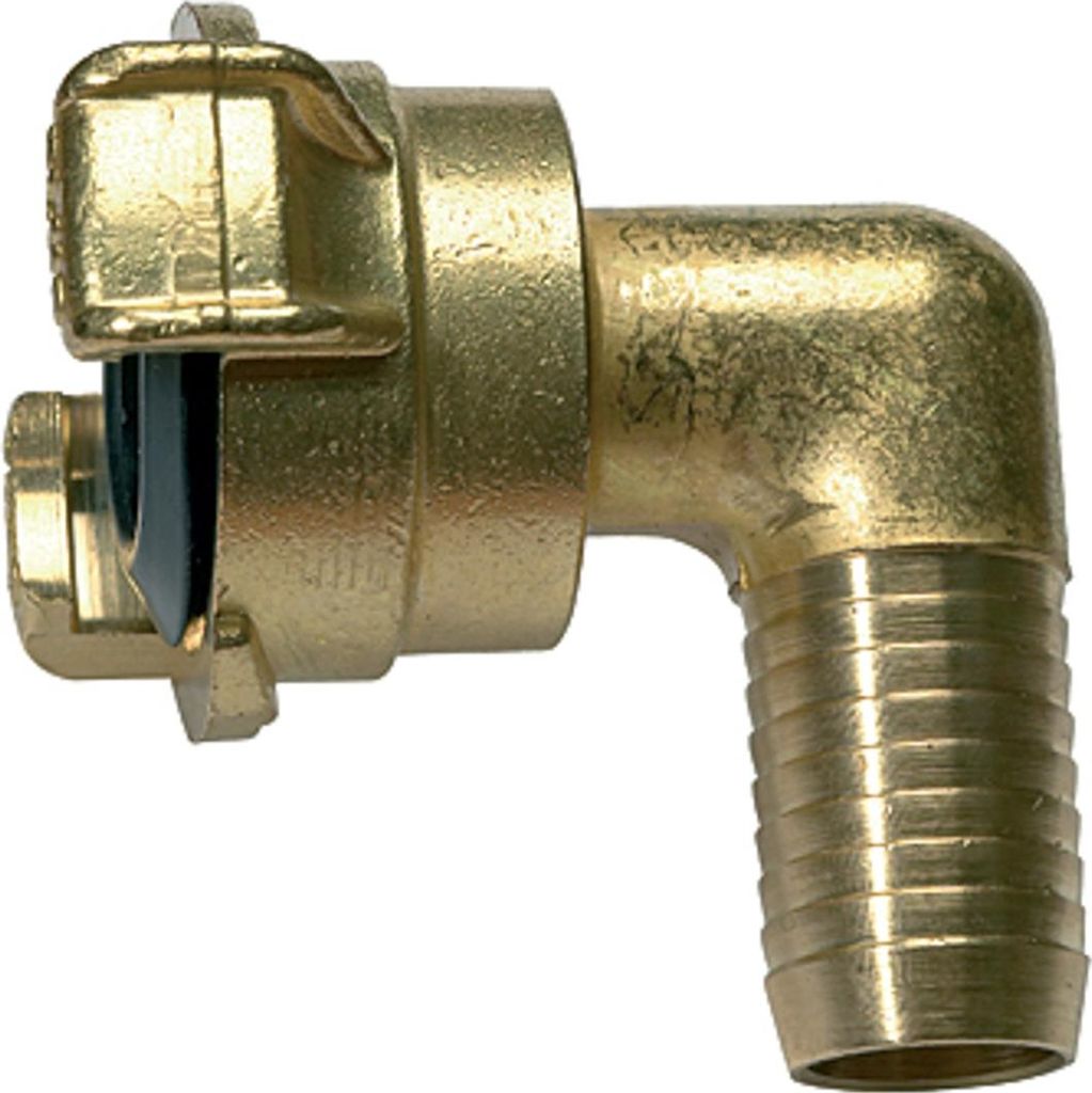 Riegler GEKA-Winkelschlauchstück, 360° drehbar, Messing blank, LW 25