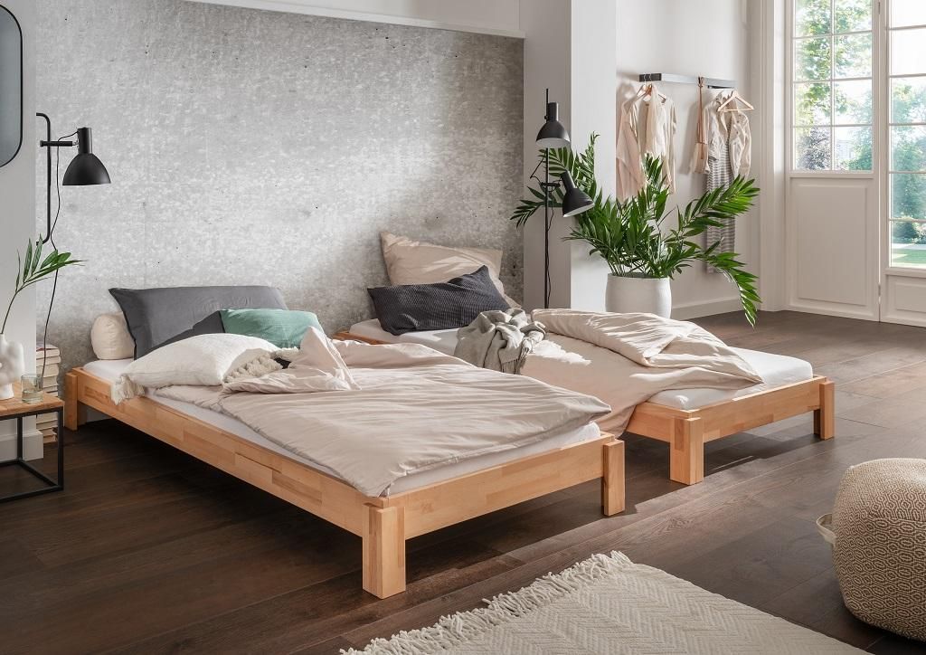 Stapelbett 90x200cm 'Dubi' Buche massiv natur geölt Produktbild 