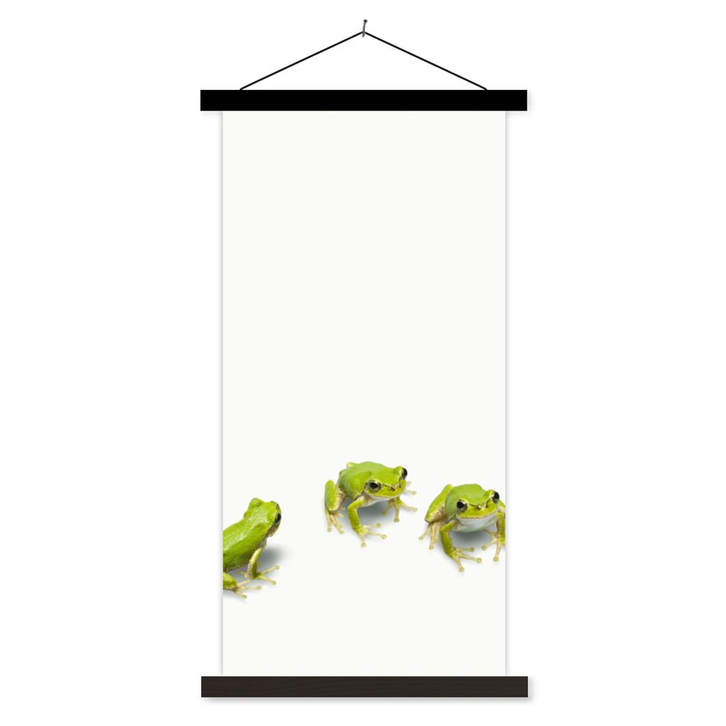 MuchoWow Textilposter Frosch - Tiere - Grün 40x80 cm mit schwarzem Rahmen - Wandemalerei