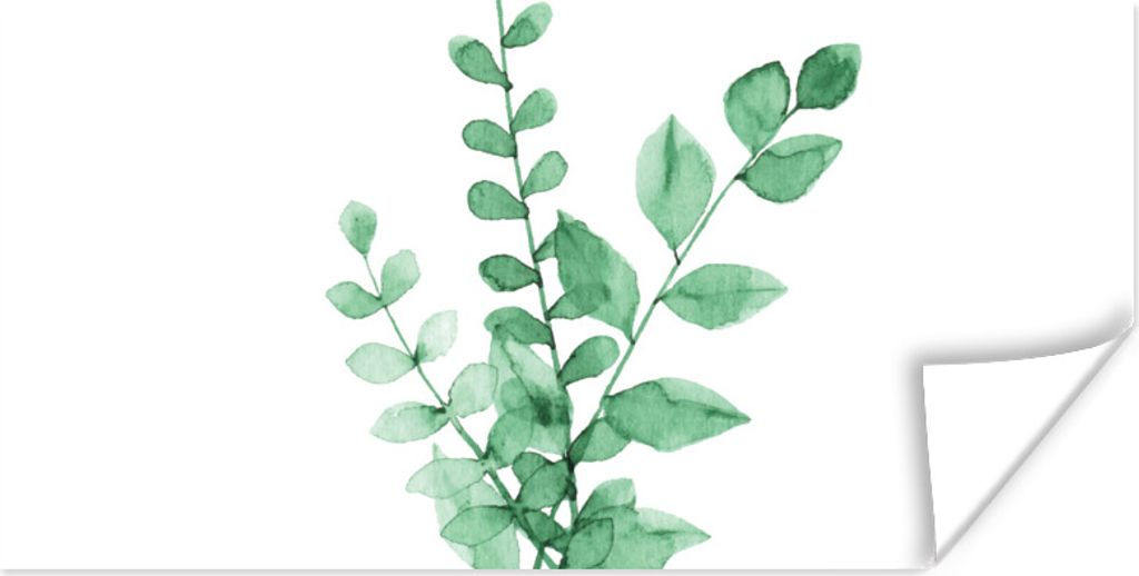 MuchoWow Poster Aquarelle - Blätter - Pflanzen 160x80 cm - Foto Poster