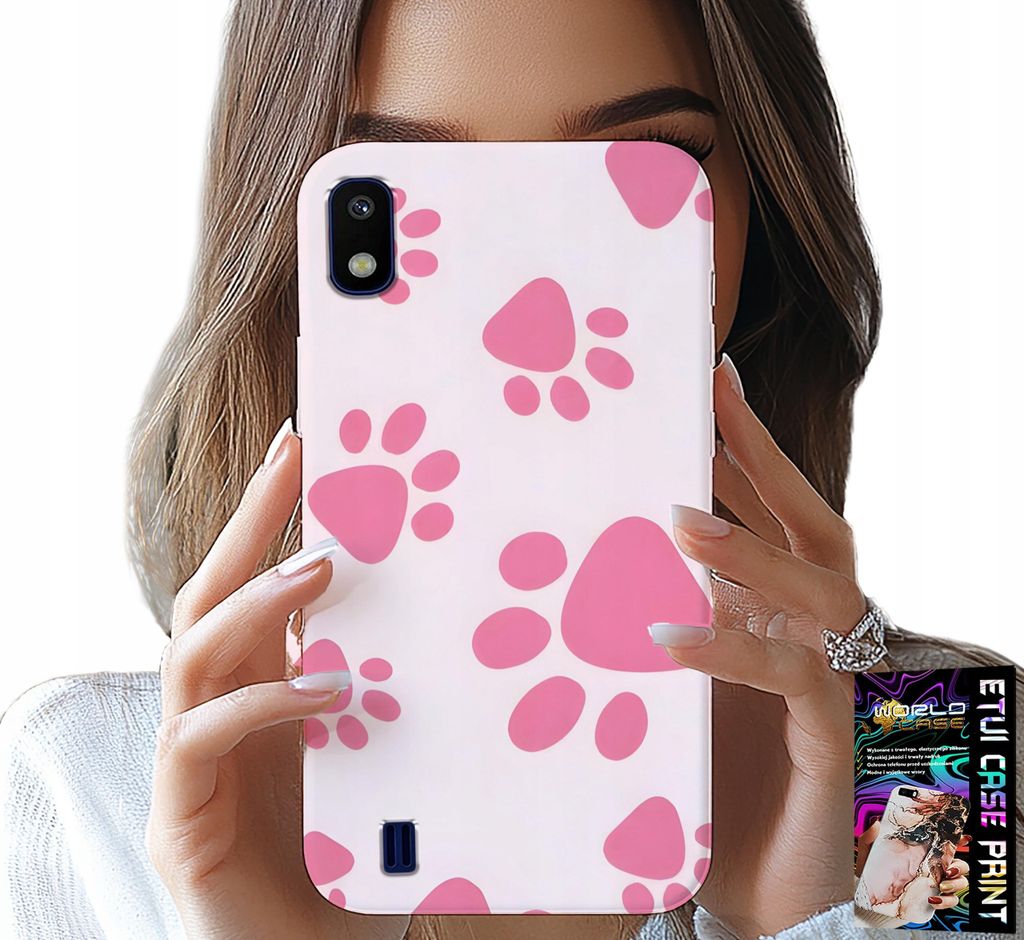 Etui Für Samsung A10 - Rosa Hundepfoten, Rückseite, Schutzhülle