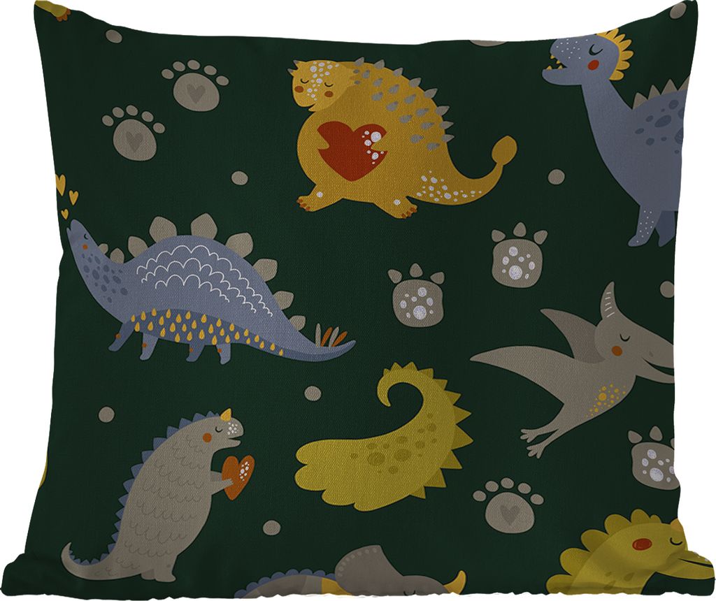 MuchoWow Outdoor Kissen - Dino - Kinder - Schnittmuster - Jungen - Mädchen - Dinosaurier - 50x50 cm - Wetterfest - Lounge Kissen - Komfortabel -...