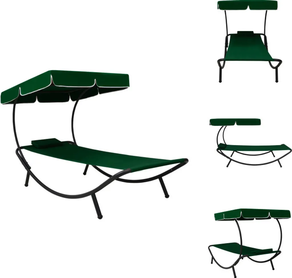 Offerta Lettino Giardino vidaXL Verde - Tettuccio e Cuscino Inclusi