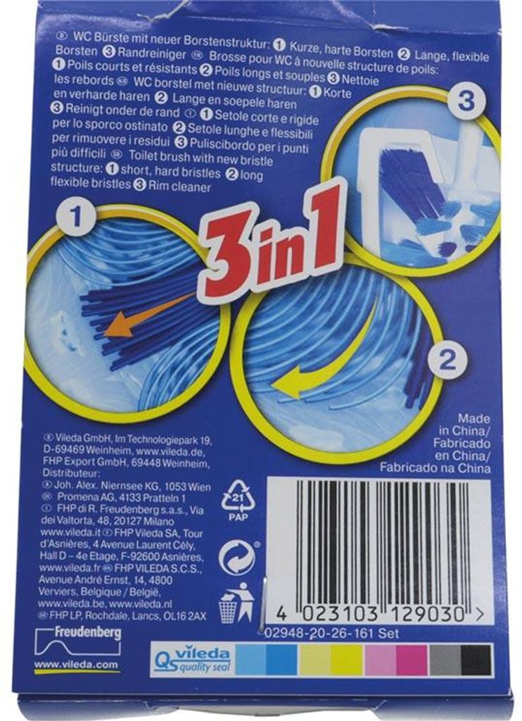 Vileda 125922, WC-Bürste & Halter, Blau, Weiß, Polypropylen Produktbild 