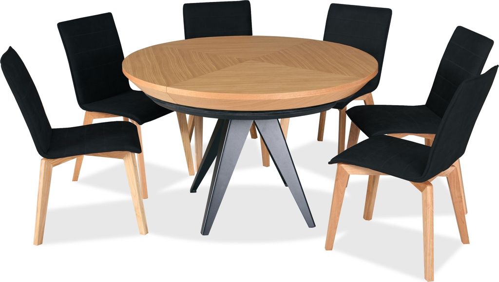 Emoebel 24 Runder Tisch, Esstisch, Holztisch T49 Auf Metallgestell 130-230 cm