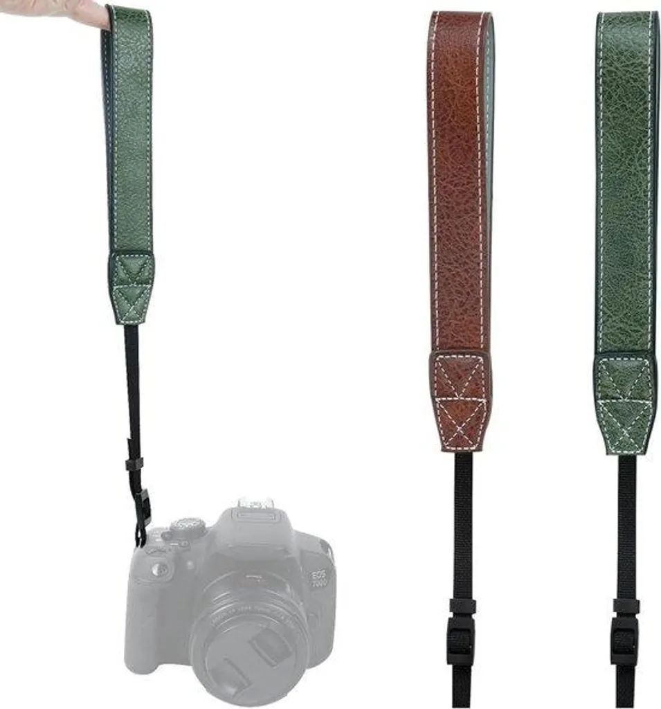 Kit Dragonne Photo Bicolore Marron-Vert Haute Résistance - 2 Unités