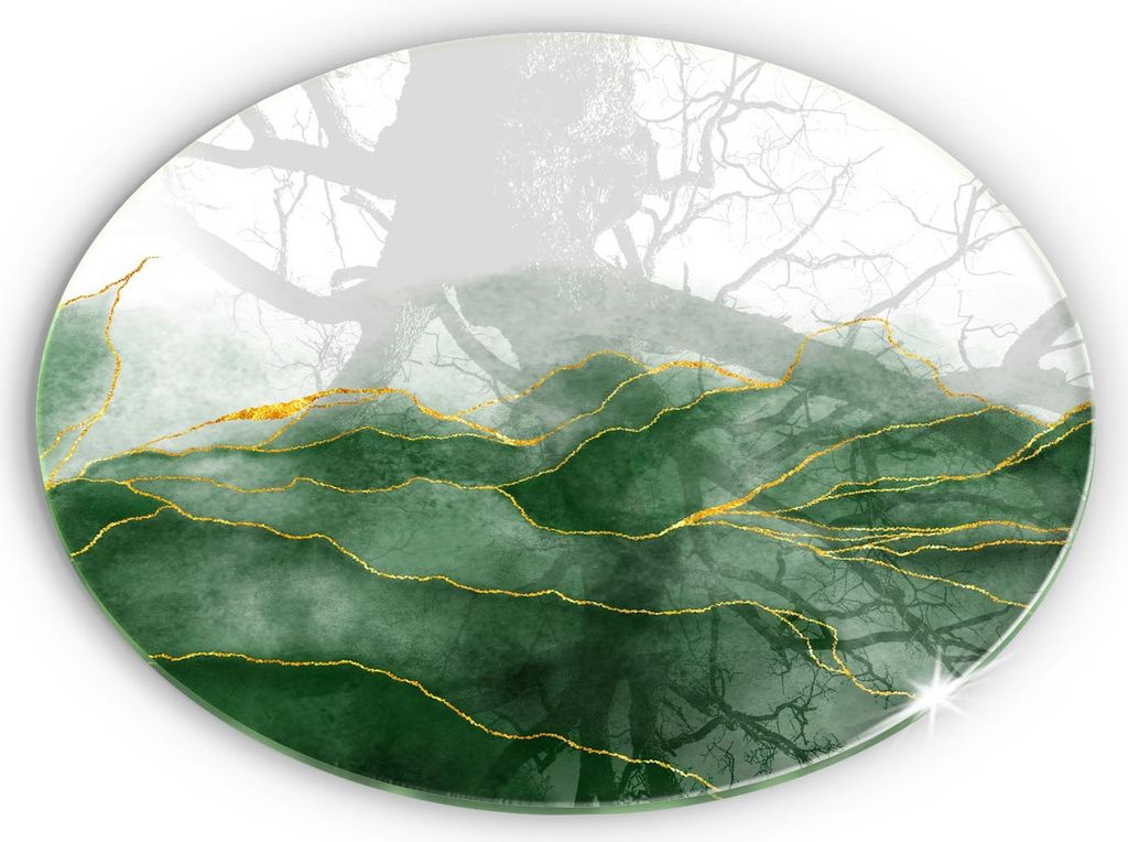 Glasplatte für Grabkerzen Gummifüße Glas Motiv - 30 cm - Abstraktion Natur