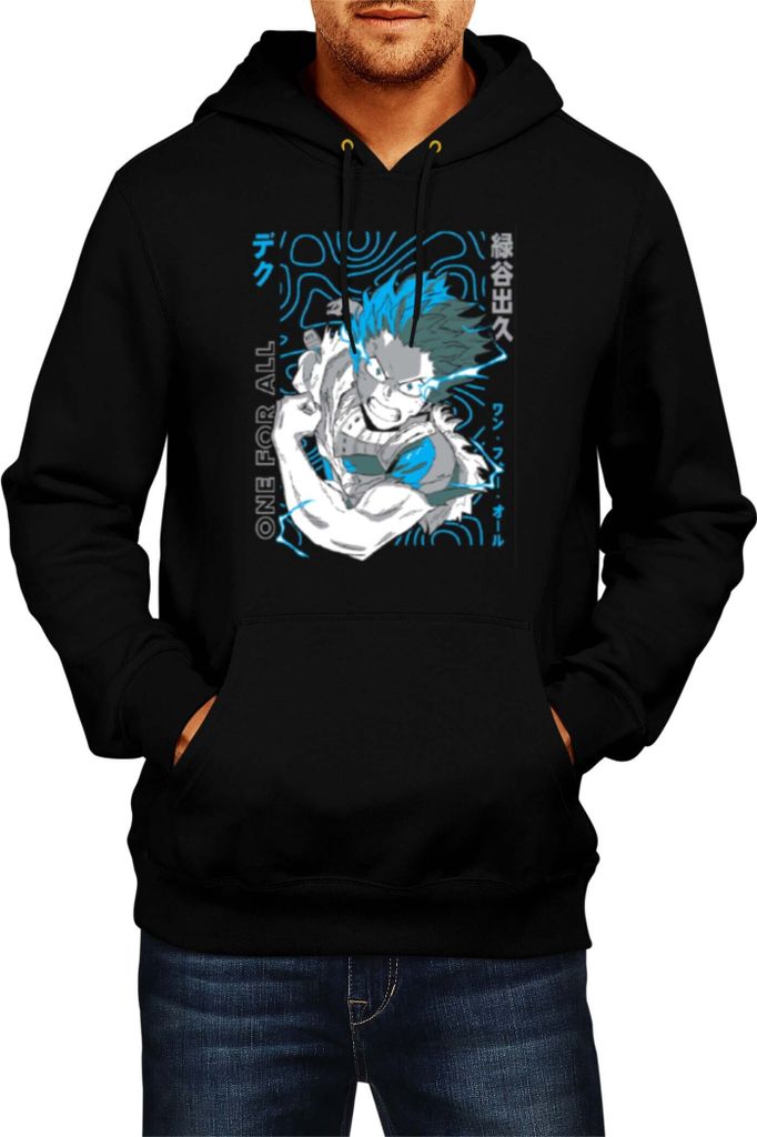 Herren Kapuzenpullover Japan Anime Manga My Hero Anime Academia Izuku Midoriya Deku Izuku Midoriya Deku, Man XL / Schwarz