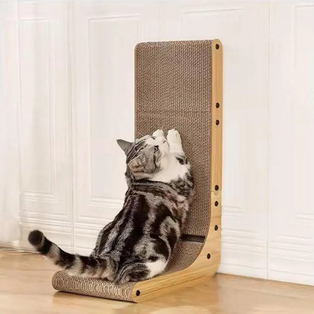 Griffoir mural chat 68 cm en bois - Protège canapé et meubles des griffes