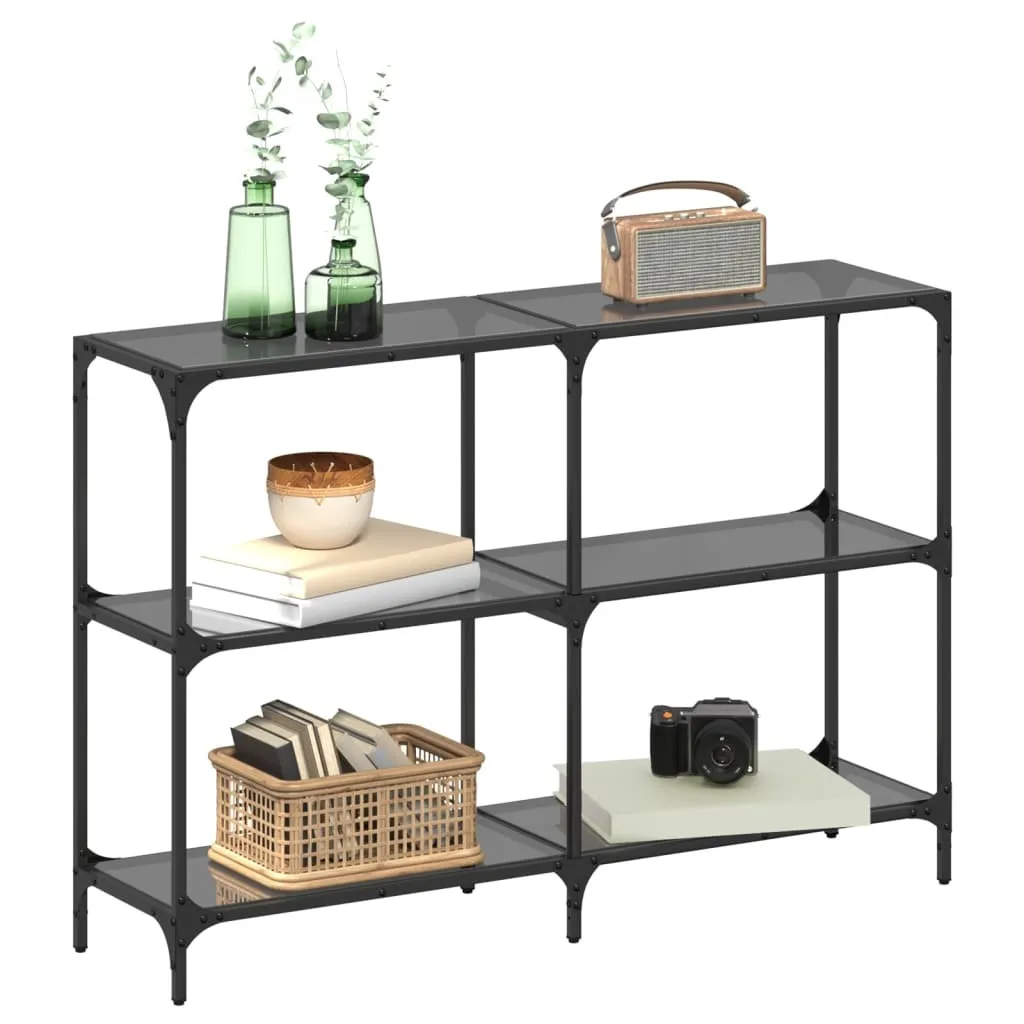 vidaXL Tavolo Consolle in Vetro Nero e Acciaio 118,5x30x81 cm | Design - 3