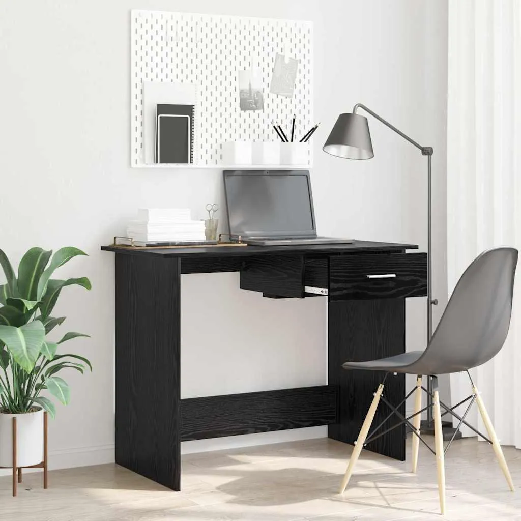 Maison Exclusive - Scrivania con contenitore effetto rovere nero 100 x 50 x 76 cm - 1