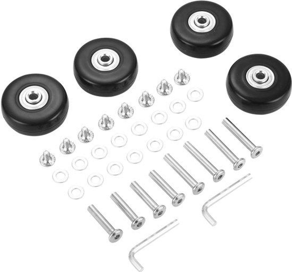 Universal-Ersatzräder für Kofferachsen, 50x18mm Ersatzräder mit Ringen, Schlüsseln und Schrauben, universell einsetzbar für Inlinewagen und Le...