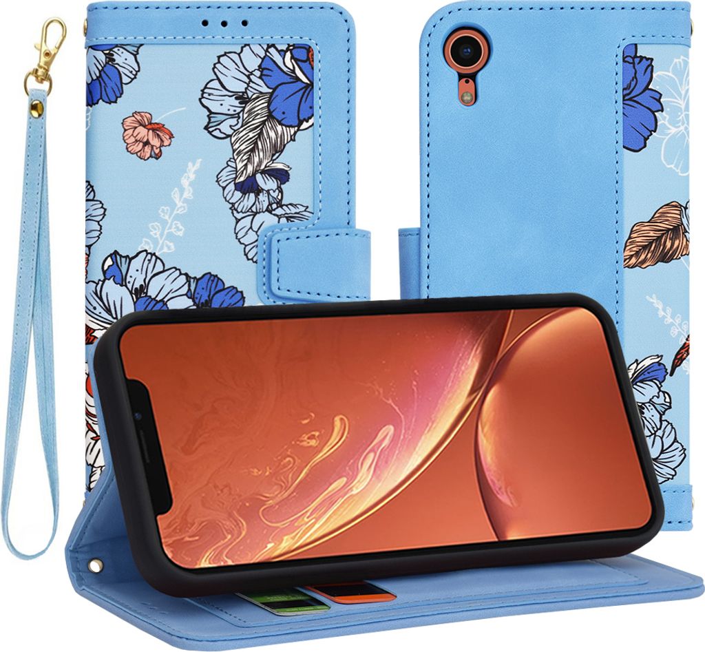 Techsuit FlipCraft Book Wallet Klapphülle mit Kabel für Apple iPhone XR - Vibrant Blue
