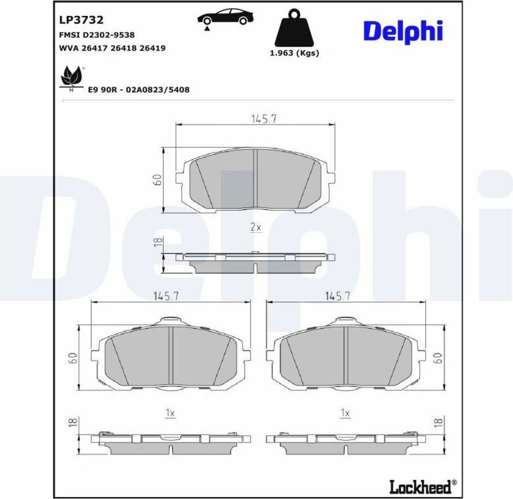 Bremsbelagsatz, Scheibenbremse DELPHI LP3732