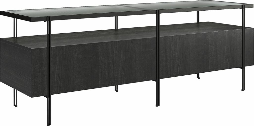 Lowboard >Ælva< Glas / Metall matt Schwarz - 140x50x39cm (BxHxT)