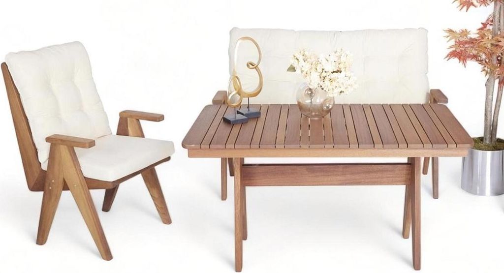 Stilvolle Komplett Gartenmöbel Sofa 3 Sitzer Sessel Sitzmöbel Esstisch