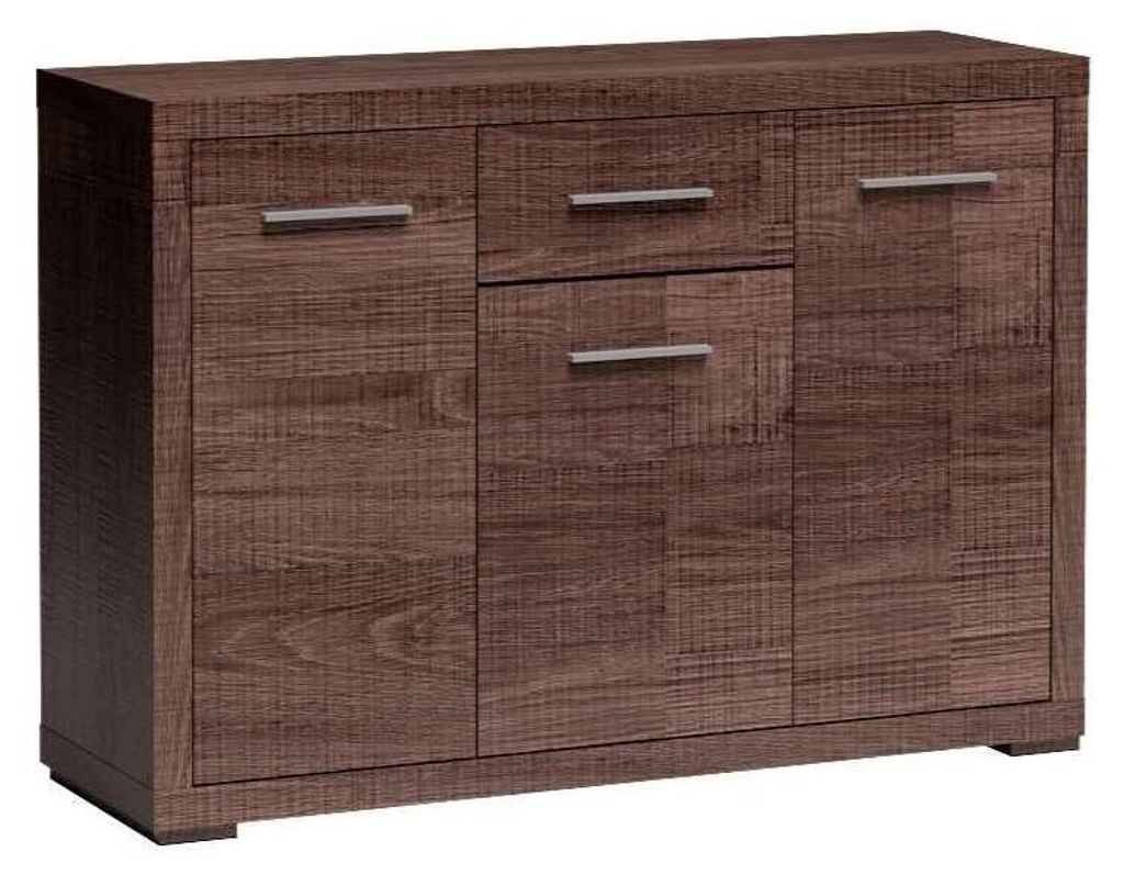 Masseno Kommode SALERNO 127,5 cm Sideboard mit 2 Schubladen und 2 Türen für Wohnzimmer Schlafzimmer Modern 127,5x40,5x91 cm Braun