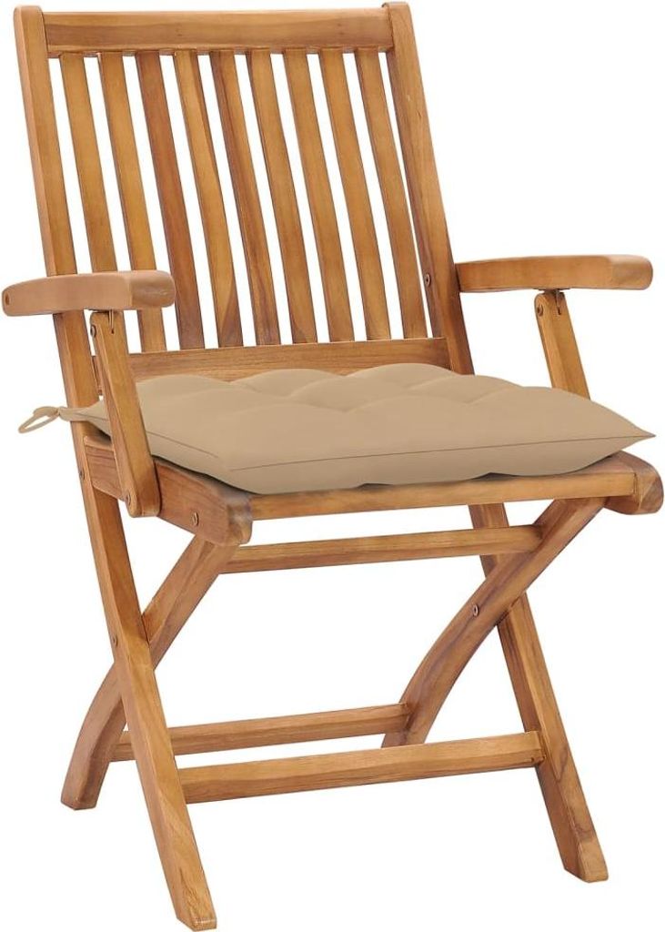 vidaXL Klappbare Gartenstühle mit Kissen 8 Stk. Massivholz Teak