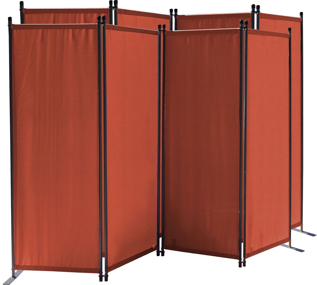 2 Stück Paravent 4 Teilig 165 x 220 cm Rotorange - Garten & Balkon Sichtschutz Stellwand Innen & Außen - Raumteiler Trennwand Faltbar Blickdicht ...