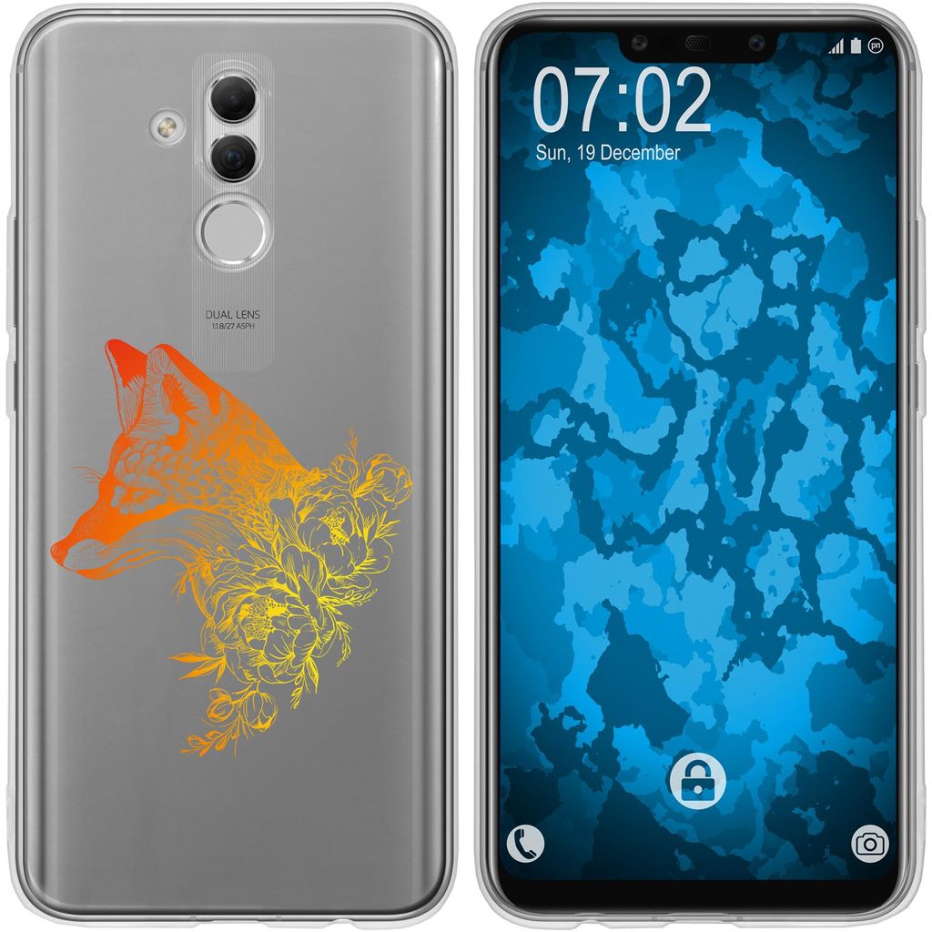 PhoneNatic Case kompatibel mit Huawei Mate 20 Lite Silikon-Hülle Floral Fuchs M1-2