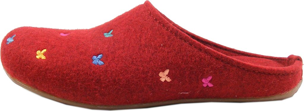 Haflinger Damen Hausschuh Pantoffel Wollfilz Stickerei Everest Farfalline 484014, Größe:42 EU, Farbe:Rot